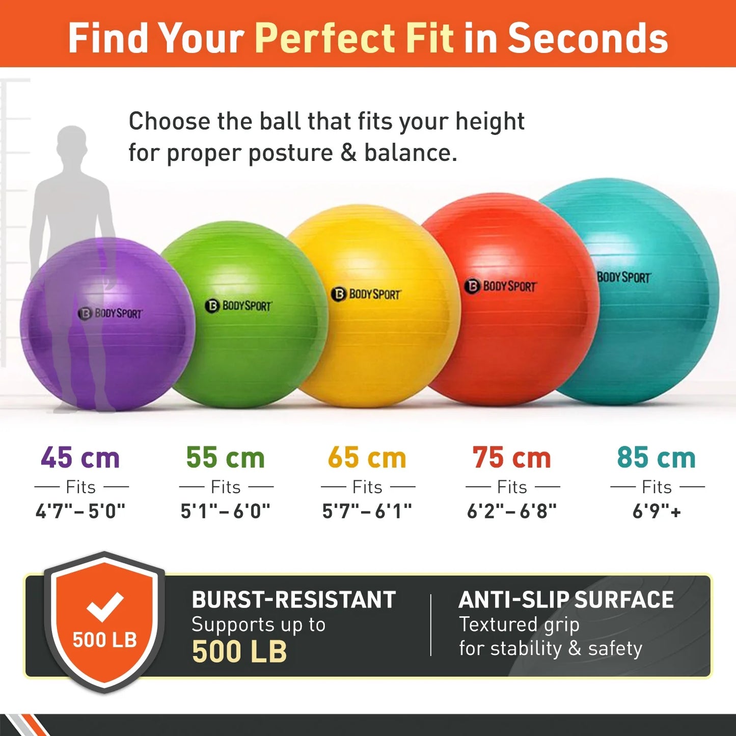 Red Fitness Ball (75 Cm), Pump & Exercise Guide Included