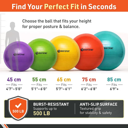 Red Fitness Ball (75 Cm), Pump & Exercise Guide Included