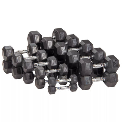 Signature Fitness Hex Dumbbells Non-Slip Free Weights Full Body Strength Training Home Gym Workout Equipment Set