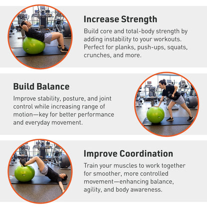 Red Fitness Ball (75 Cm), Pump & Exercise Guide Included