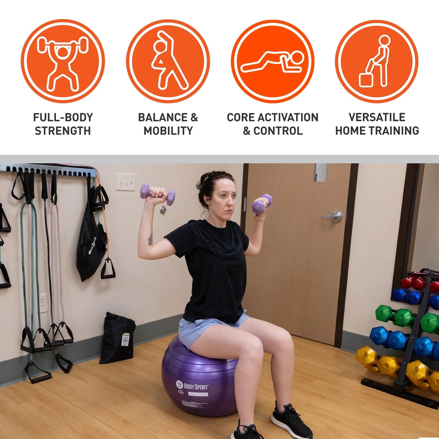 Red Fitness Ball (75 Cm), Pump & Exercise Guide Included